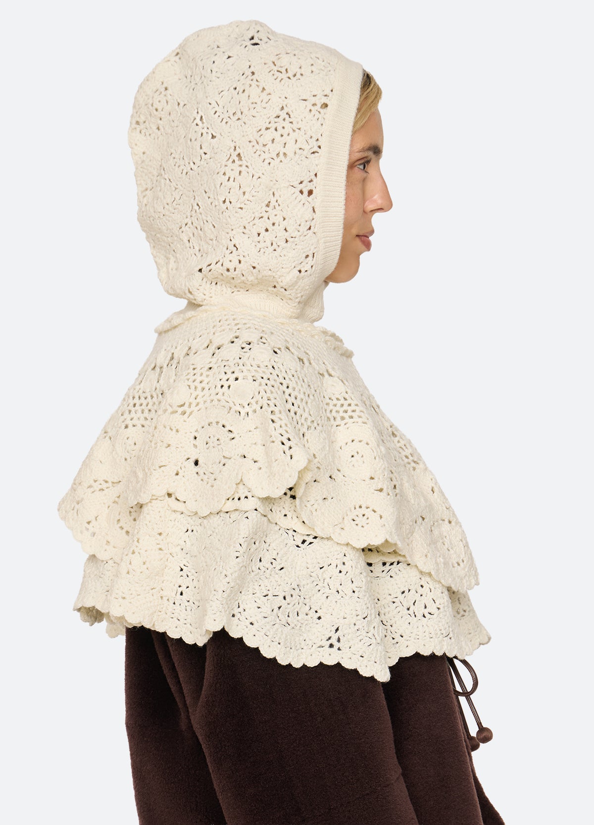 cream-wright poncho-side view - 9