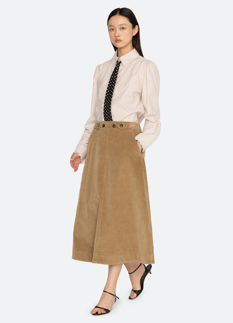 khaki-garrett skirt-full body view - 7