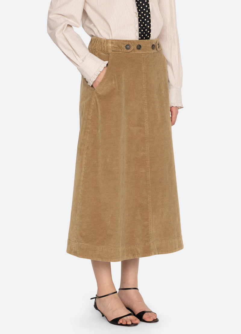 khaki-garrett skirt-three quarter view - 5