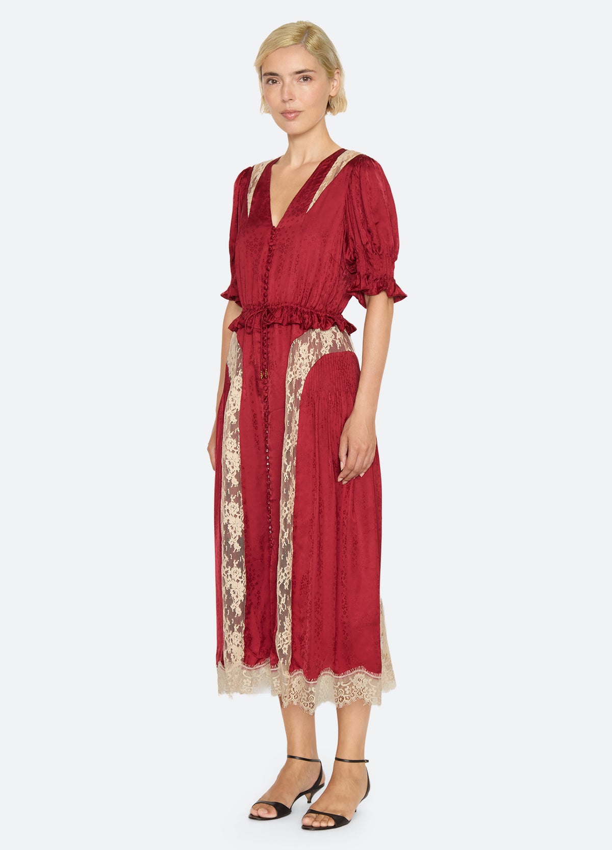 burgundy-ethel midi dress-three quarter view - 4
