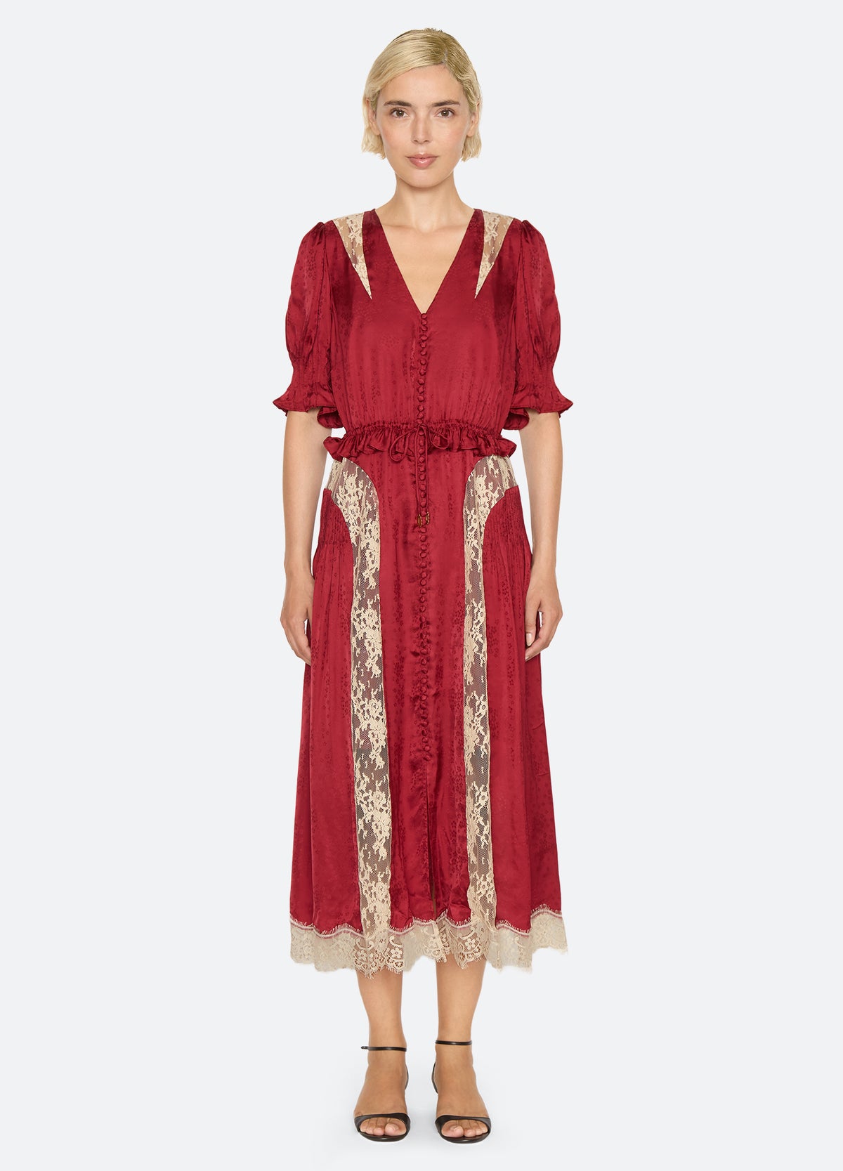 burgundy-ethel midi dress-front view 2 - 6