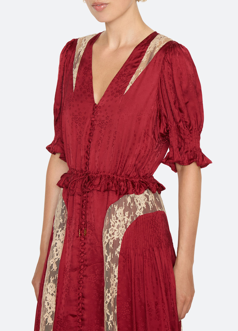 burgundy-ethel midi dress-detail view - 7