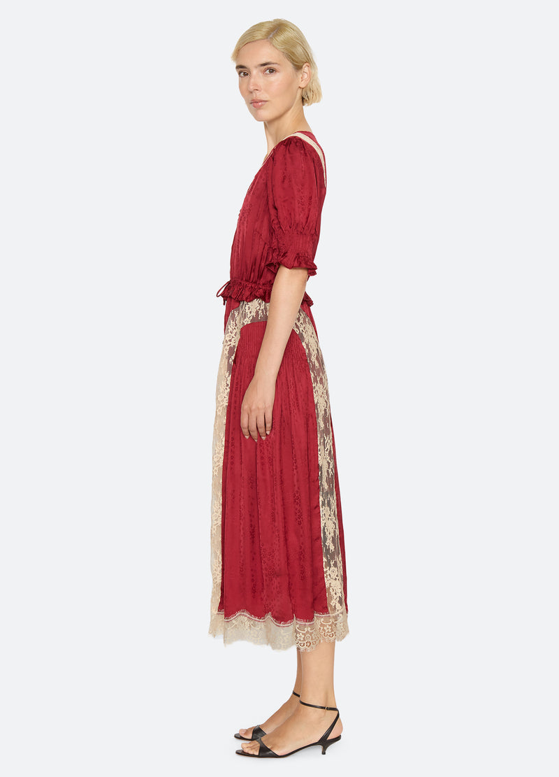 burgundy-ethel midi dress-side view - 3