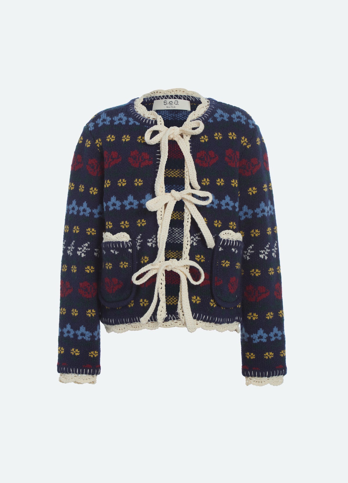 navy-preston kids cardigan-front view