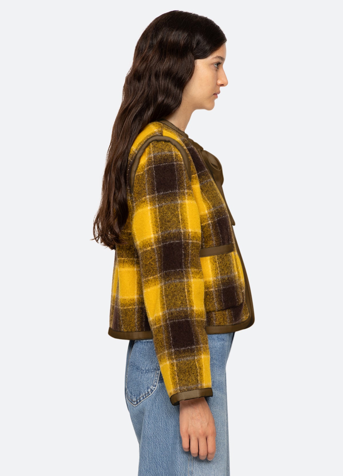 yellow-amber tie front jacket-side view - 4