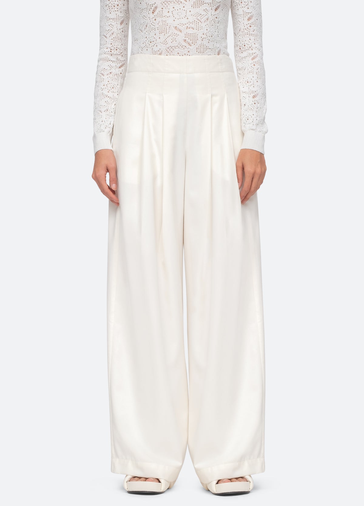 cream-aerin pants-front view - 7