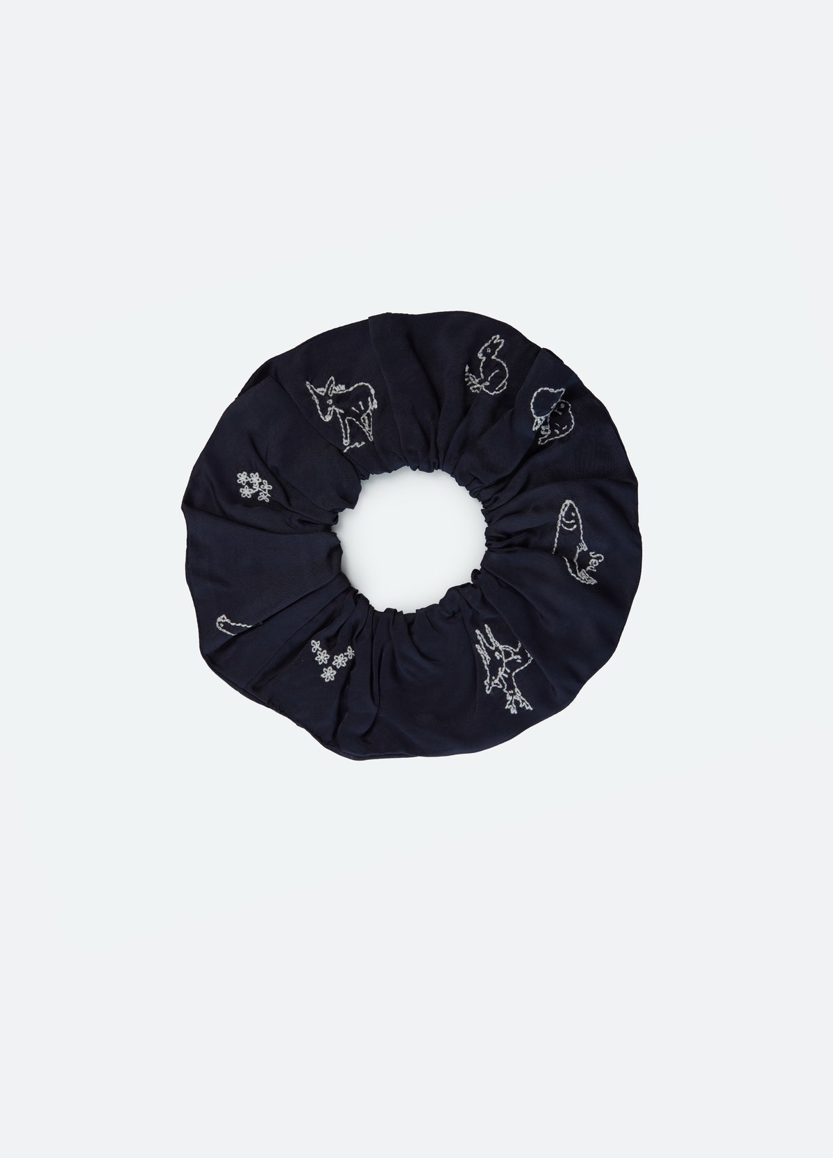 navy-demi scrunchie-front view