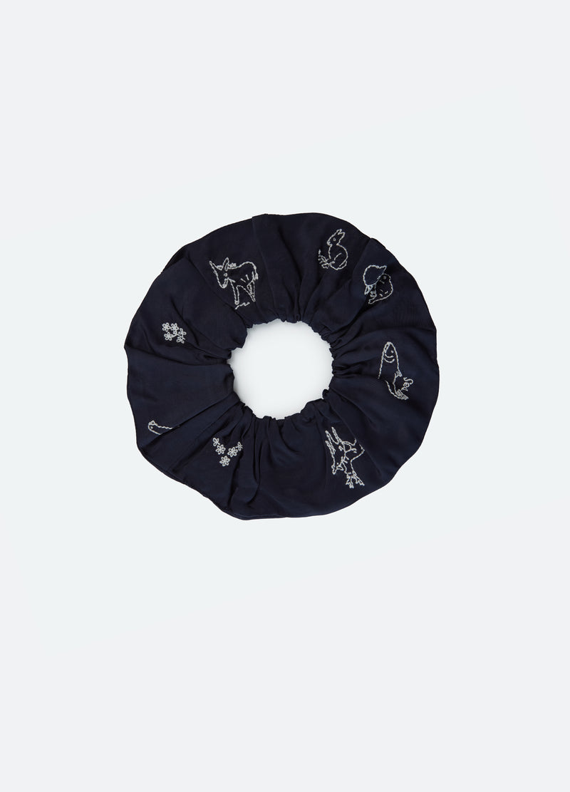 navy-demi scrunchie-front view - 1