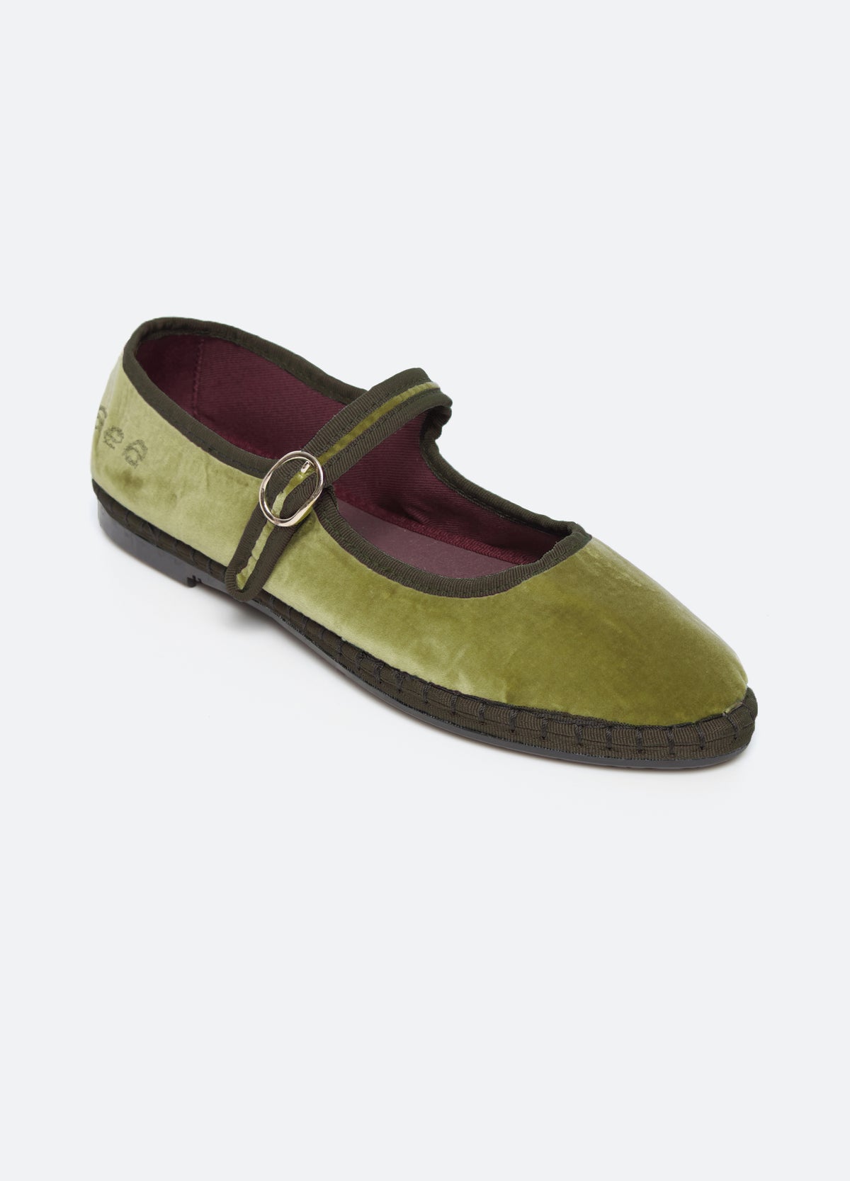 olive-velvet mary jane shoe-three quarter view - 8