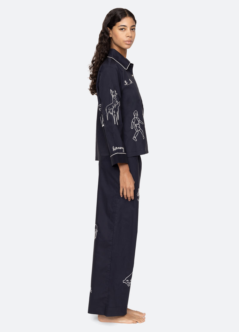 navy-demi pj set-side view - 4