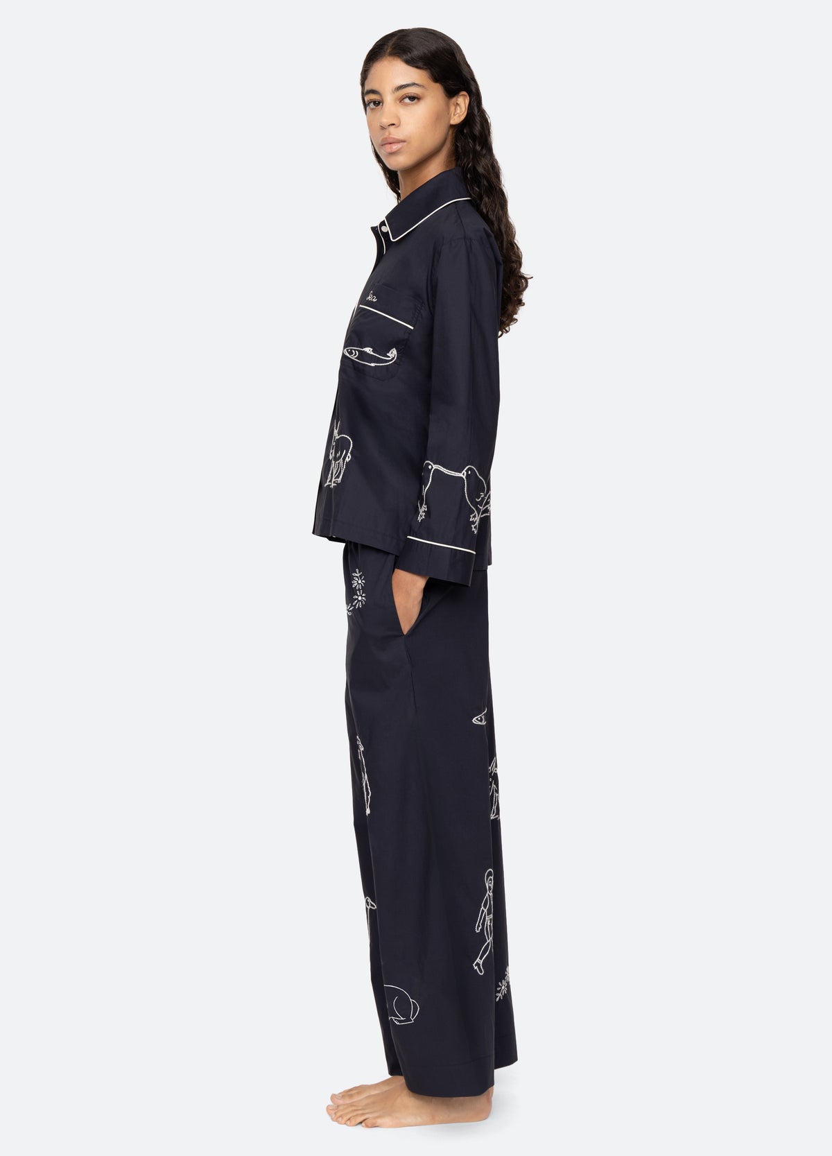 navy-demi pj set-side view 2 - 5