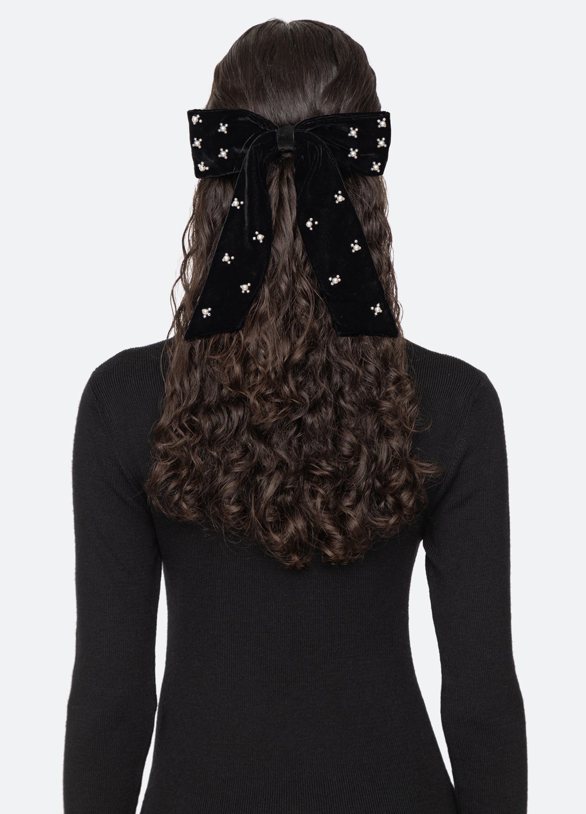 black-velvet bow clip-back view - 4