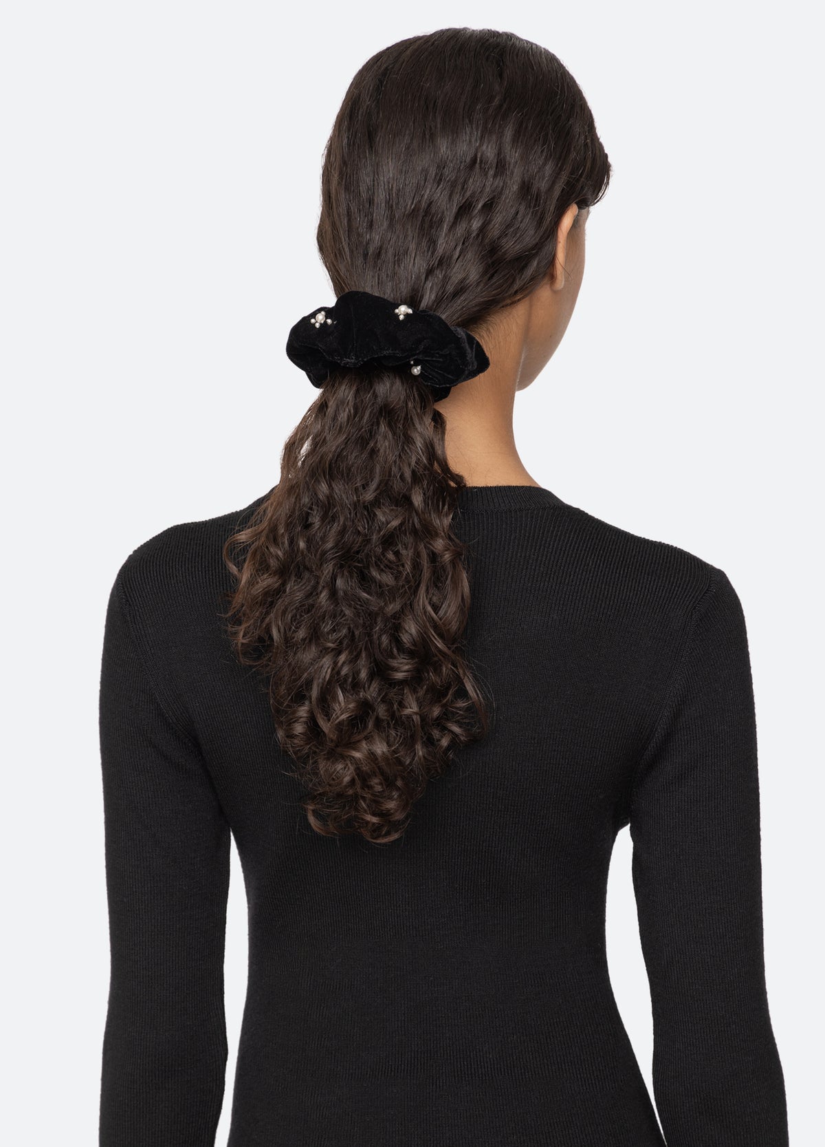 black-velvet scrunchie-three quarter view - 3