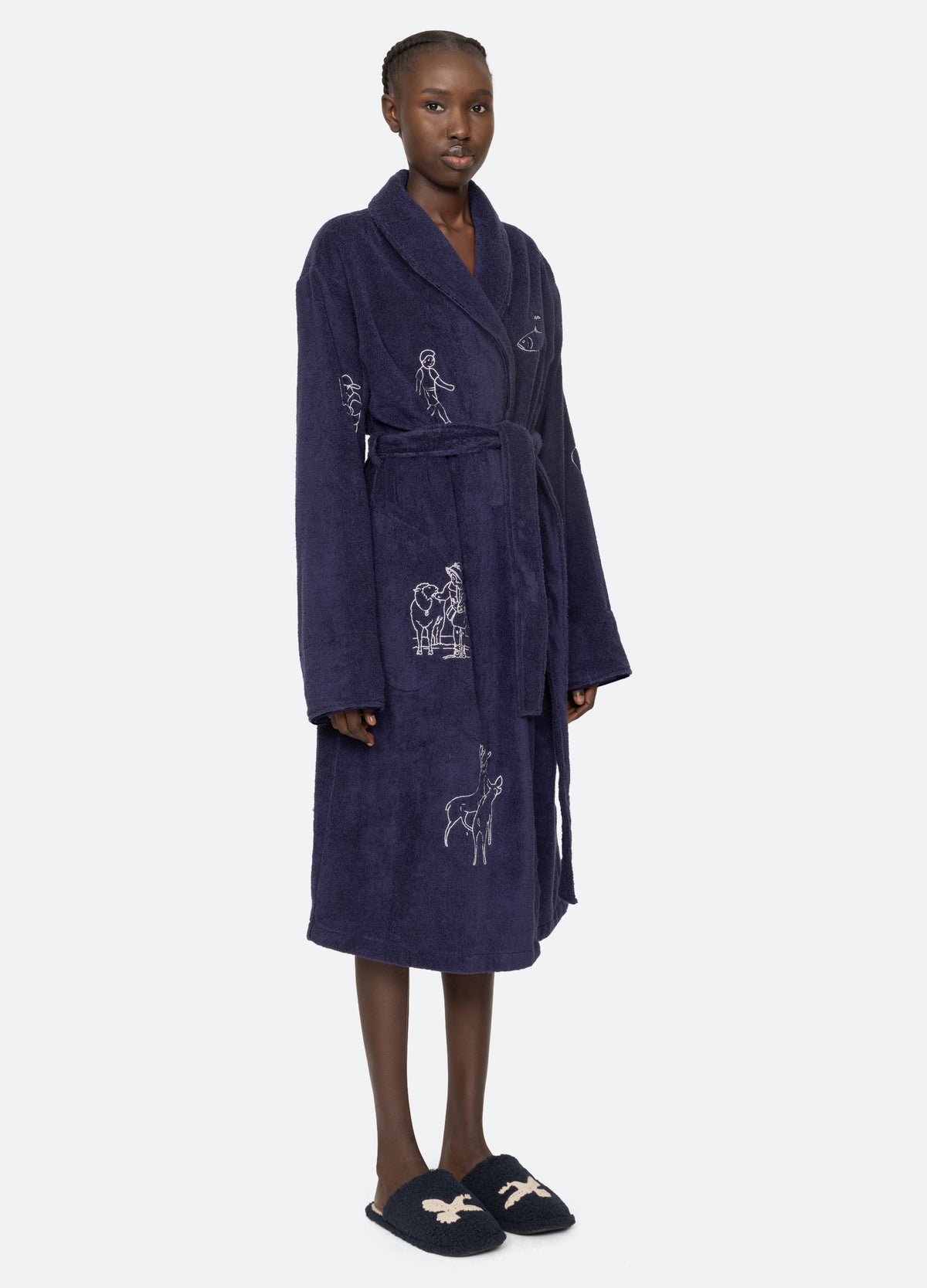 navy-demi robe-three quarter view - 6
