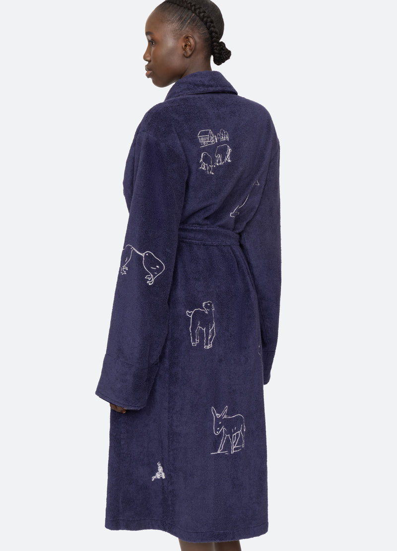 navy-demi robe-detail view 2 - 9