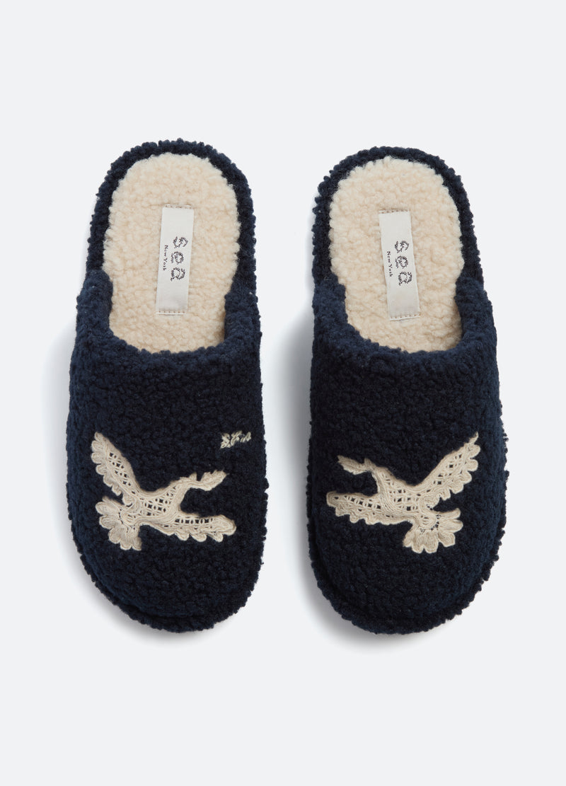 navy-mika slippers-feature view - 5