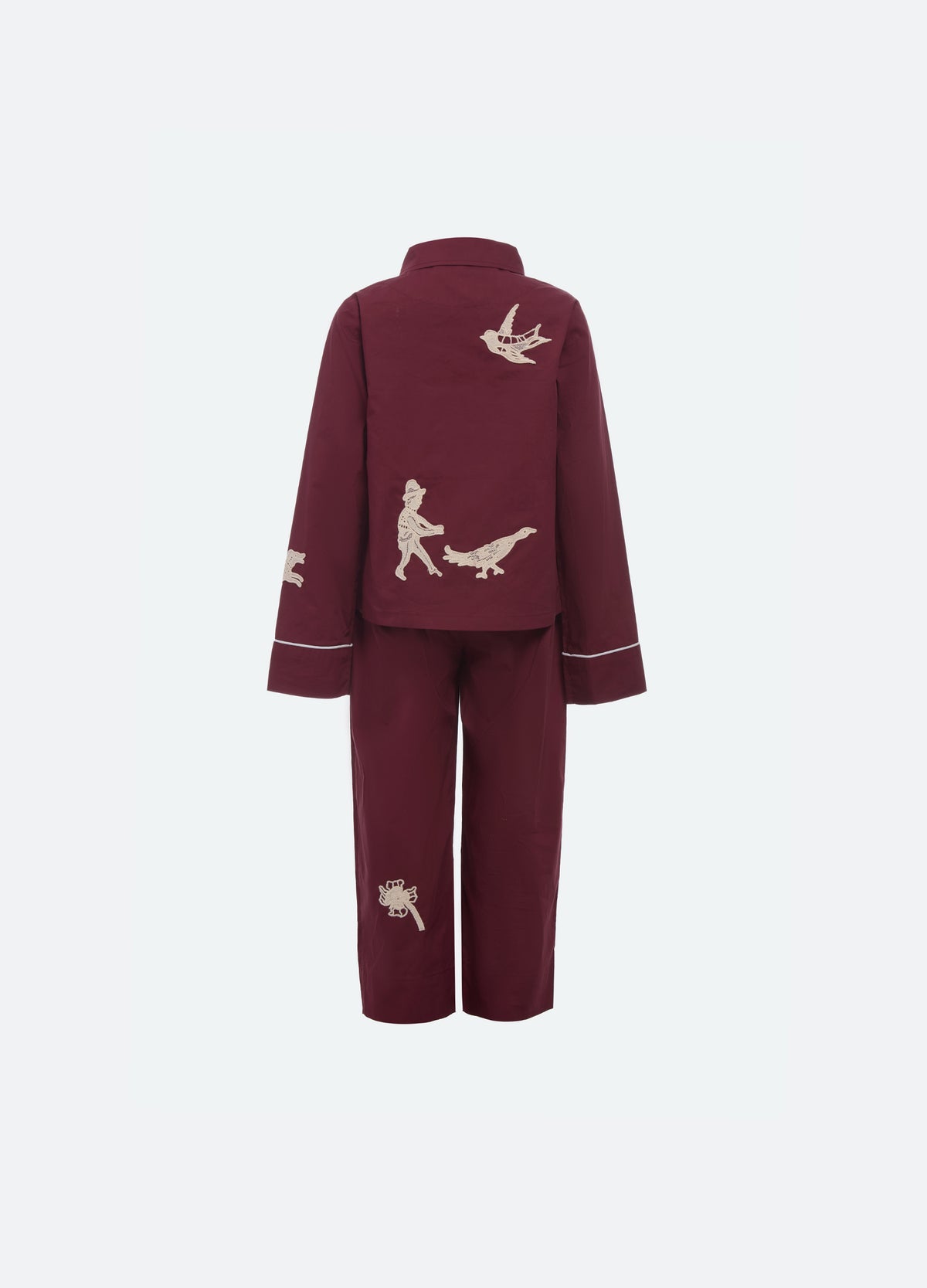 burgundy-mika kids pj set-back view - 3