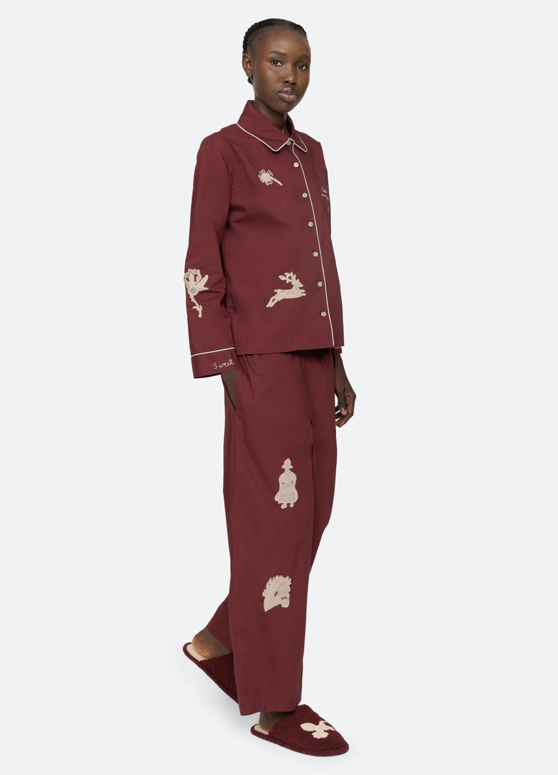 burgundy-mika pj set-front view - 6