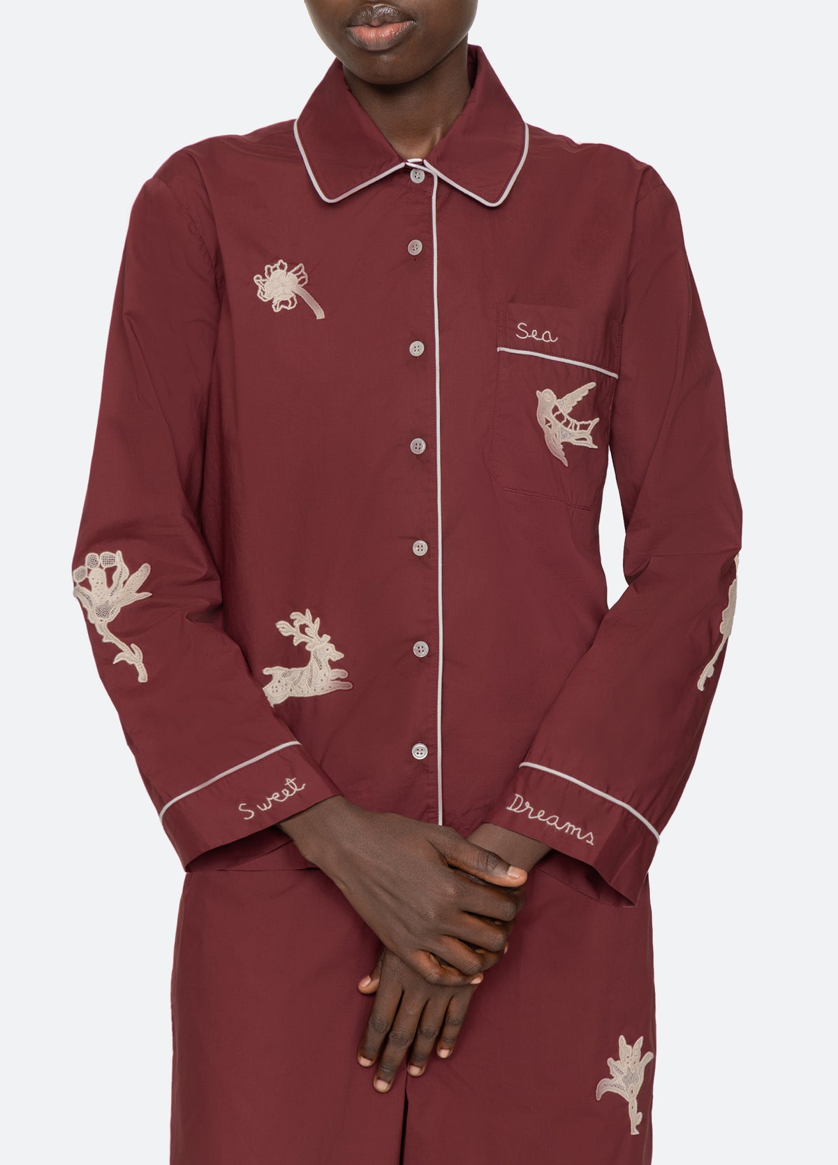 burgundy-mika pj set-detail view - 7