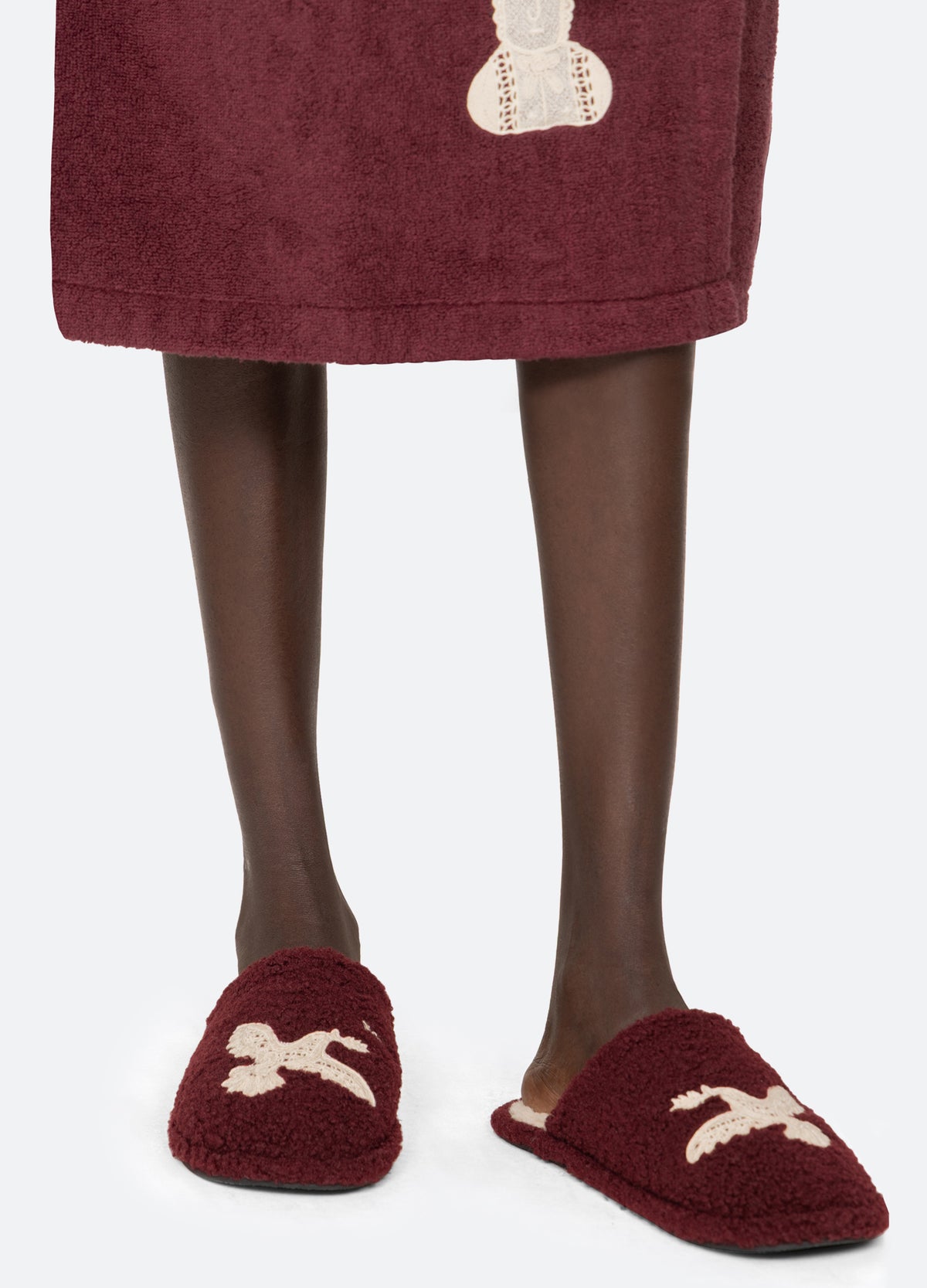 burgundy-mika slippers-three quarter view - 4