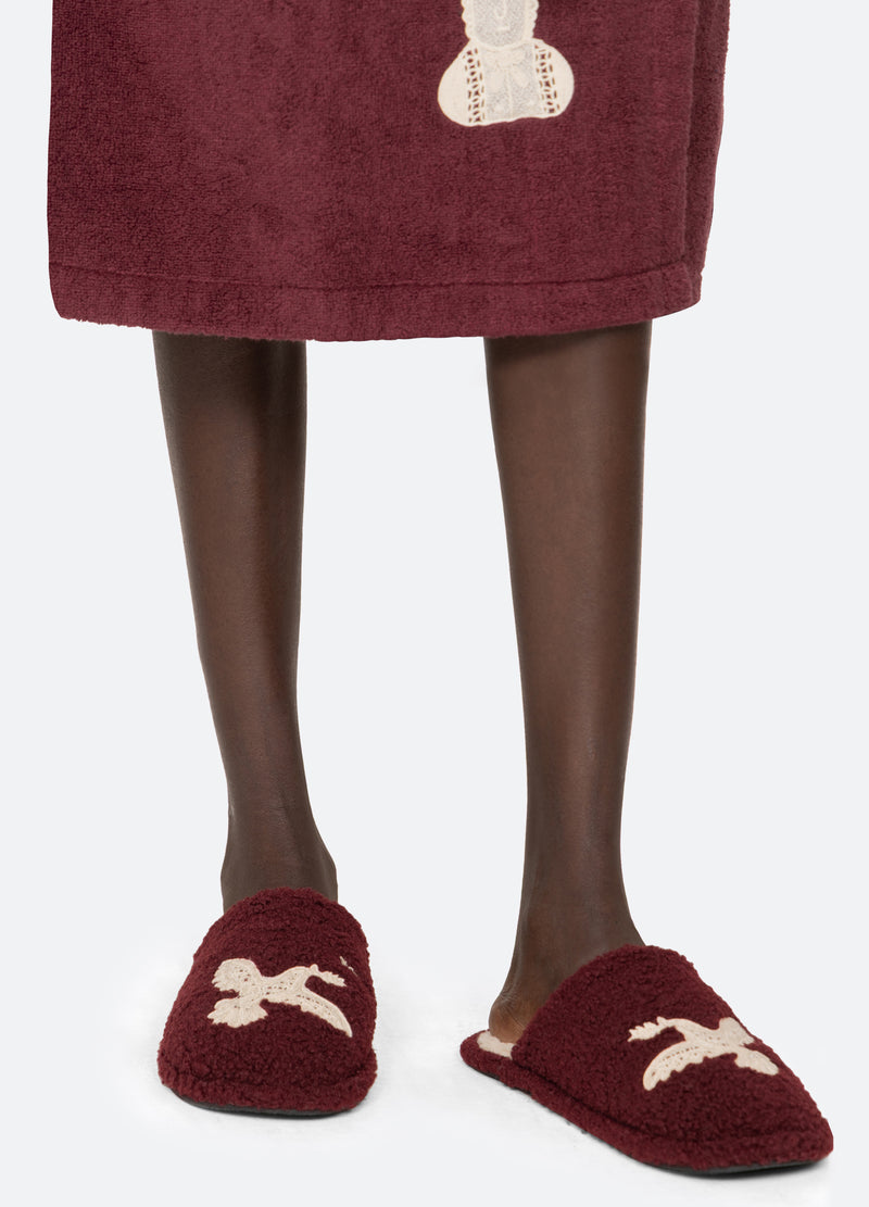 burgundy-mika slippers-three quarter view - 4