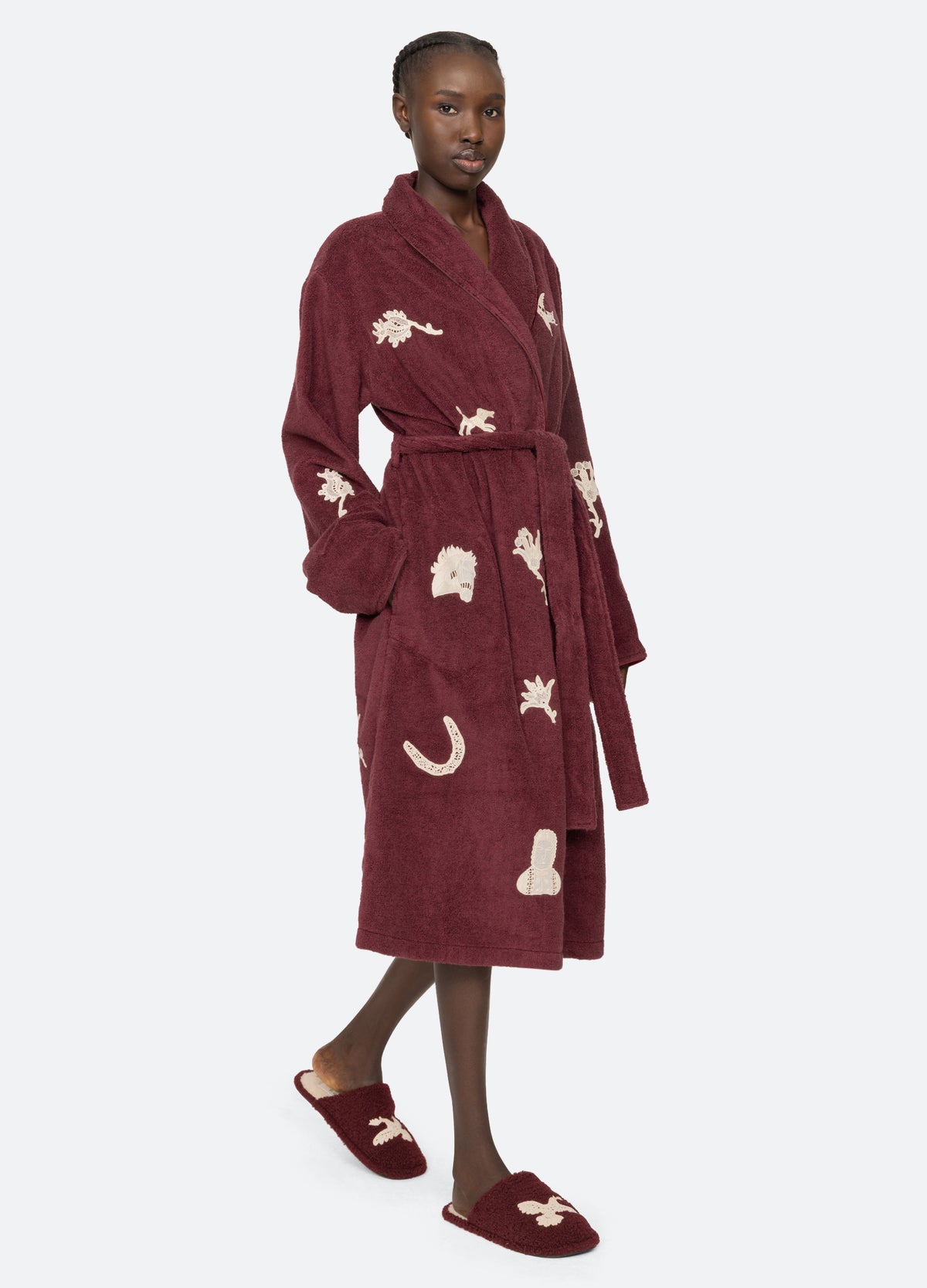 burgundy-mika robe-walking view