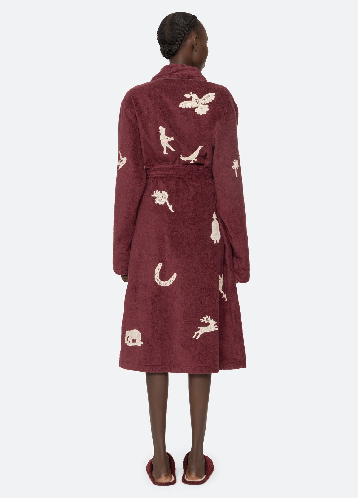 burgundy-mika robe-back view - 3