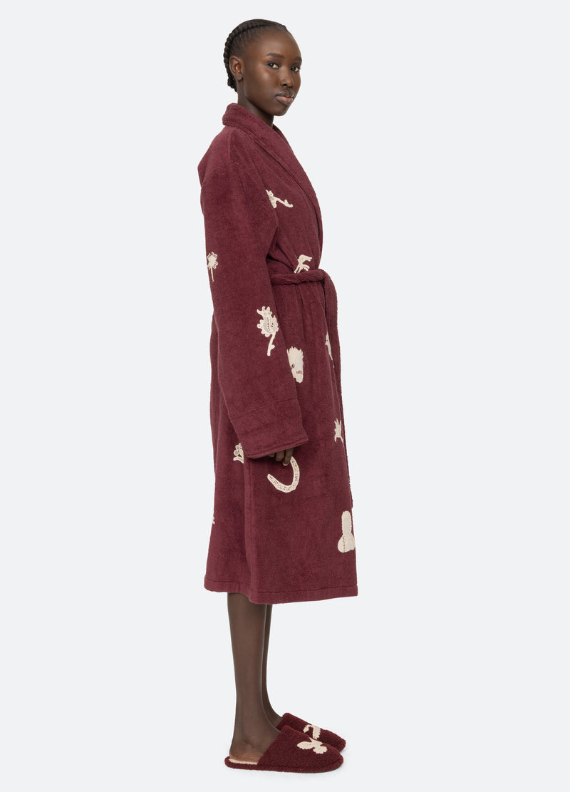 burgundy-mika robe-side view - 4