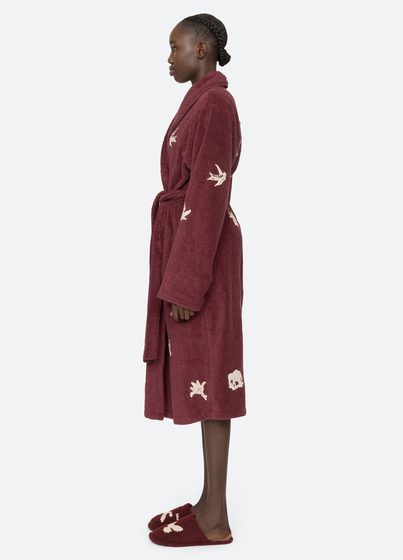 Sea Mika Women Robe - Burgundy / Red Sea Mika Women Robe - Burgundy / Red