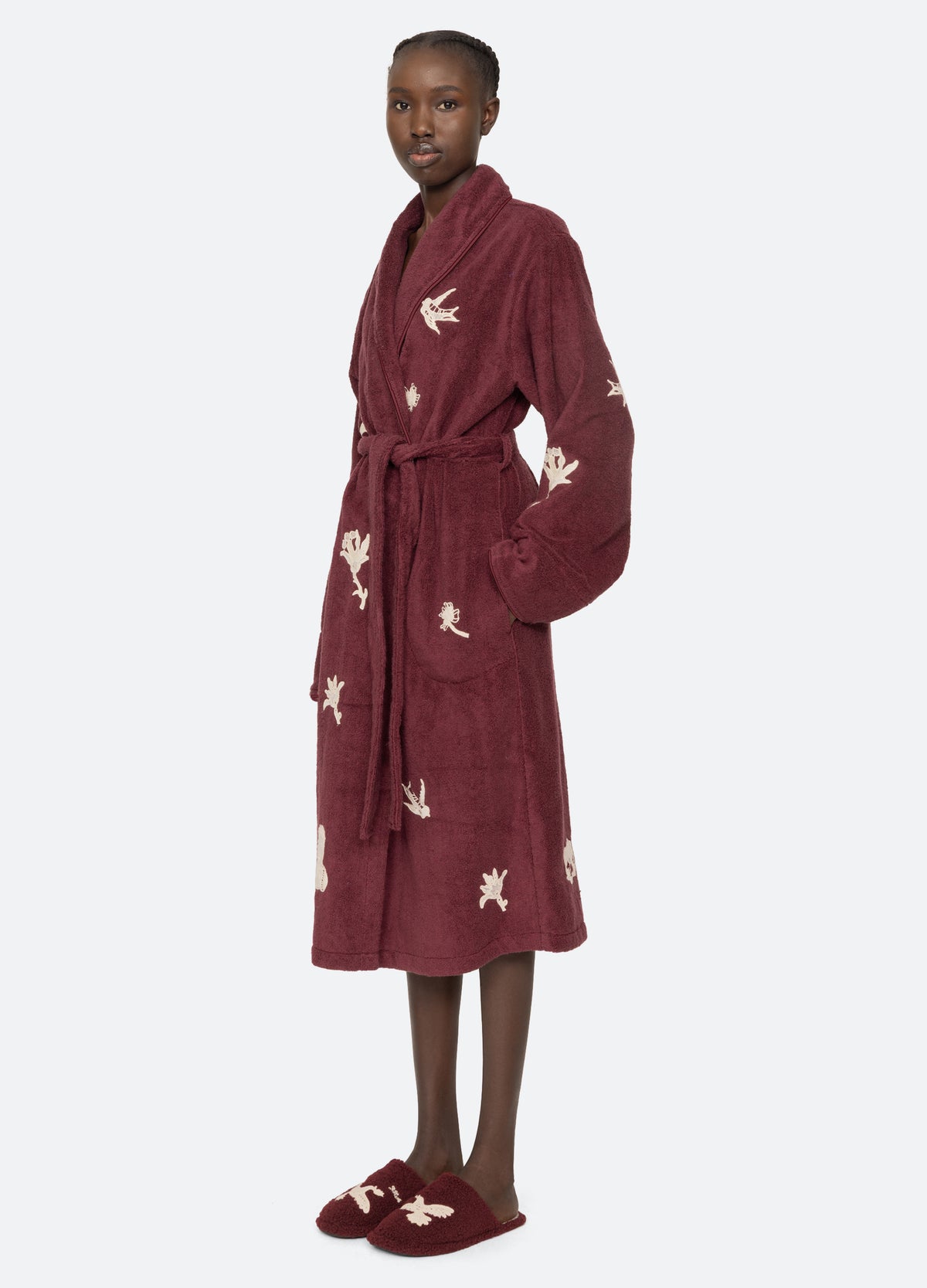 burgundy-mika robe-three quarter view - 6