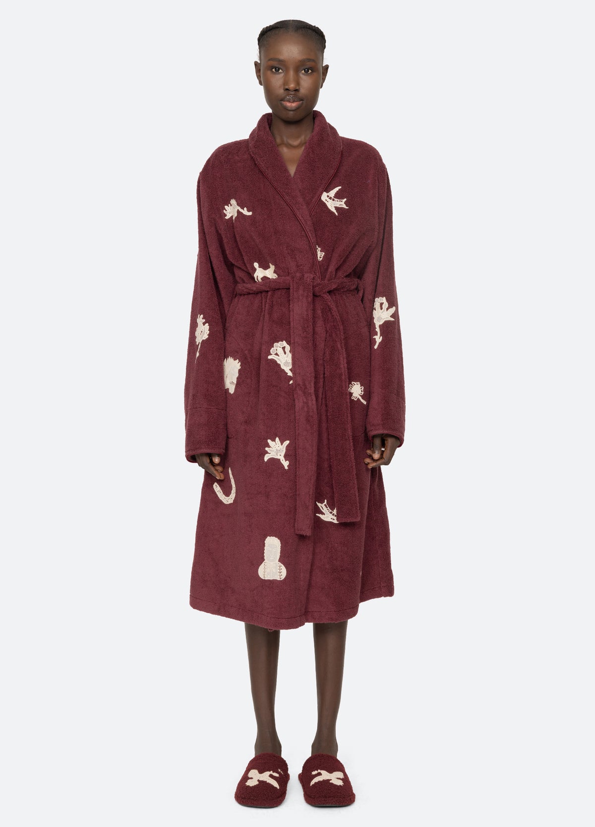 burgundy-mika robe-front view - 7