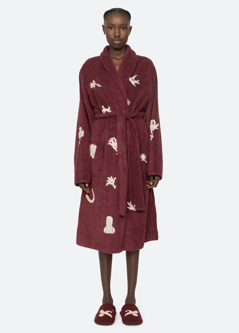 burgundy-mika robe-front view - 7