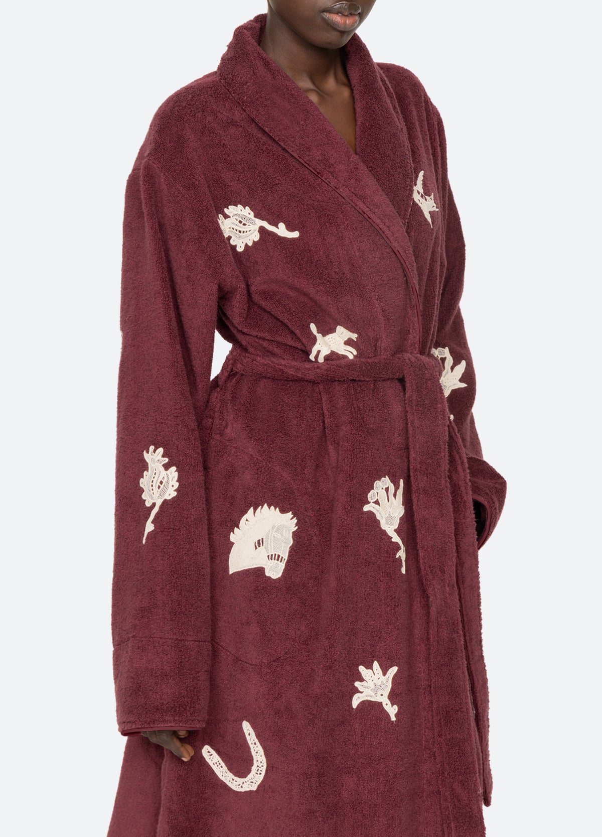 burgundy-mika robe-detail view - 8