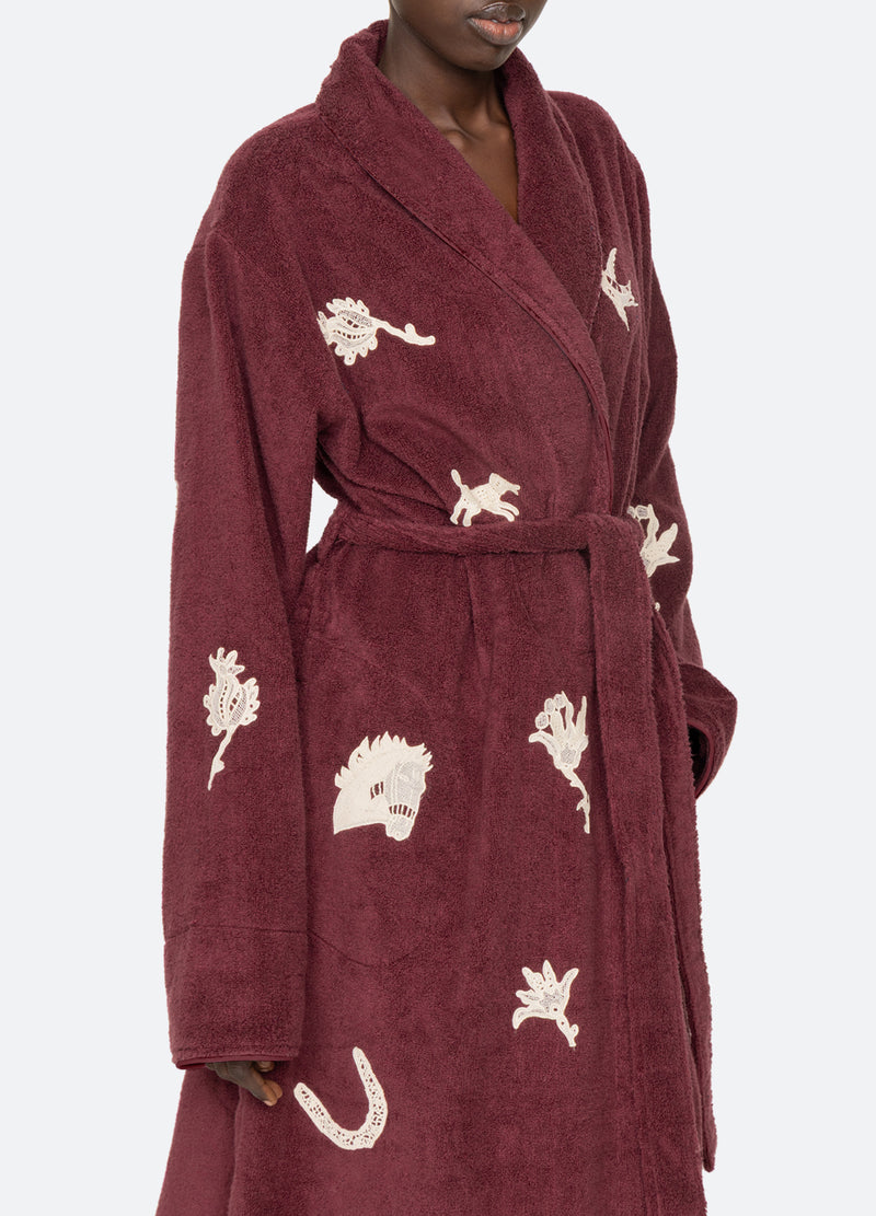 burgundy-mika robe-detail view - 8