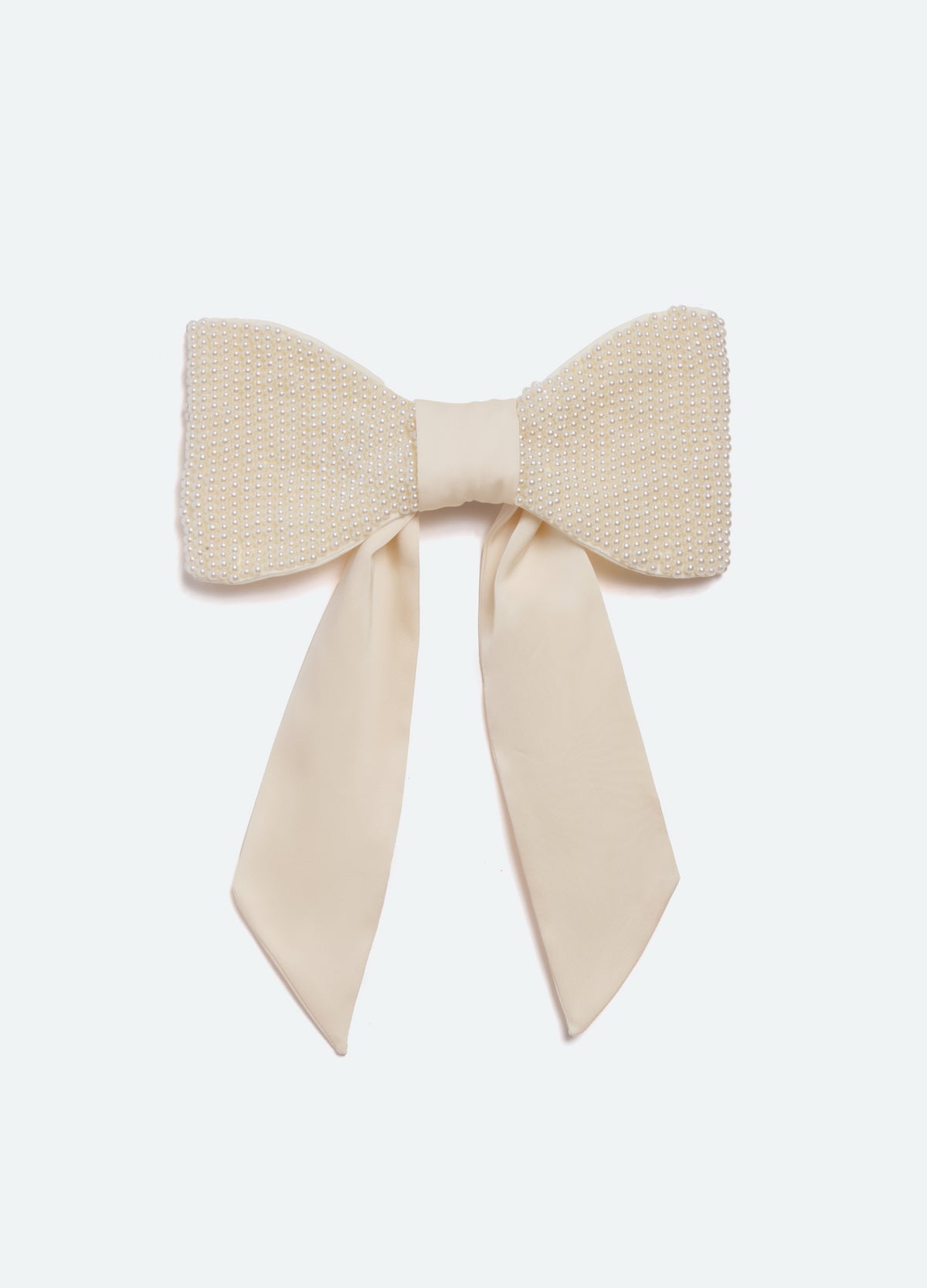 cream-seraphine bow clip-front view - 2