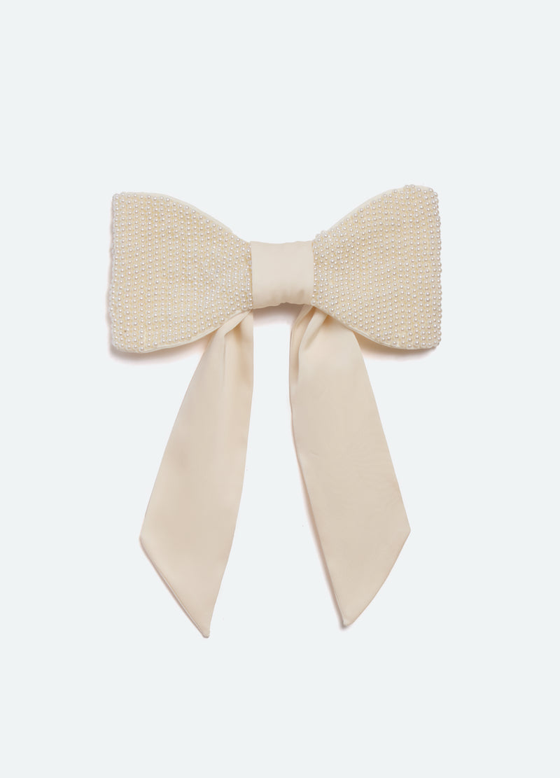 cream-seraphine bow clip-front view - 2