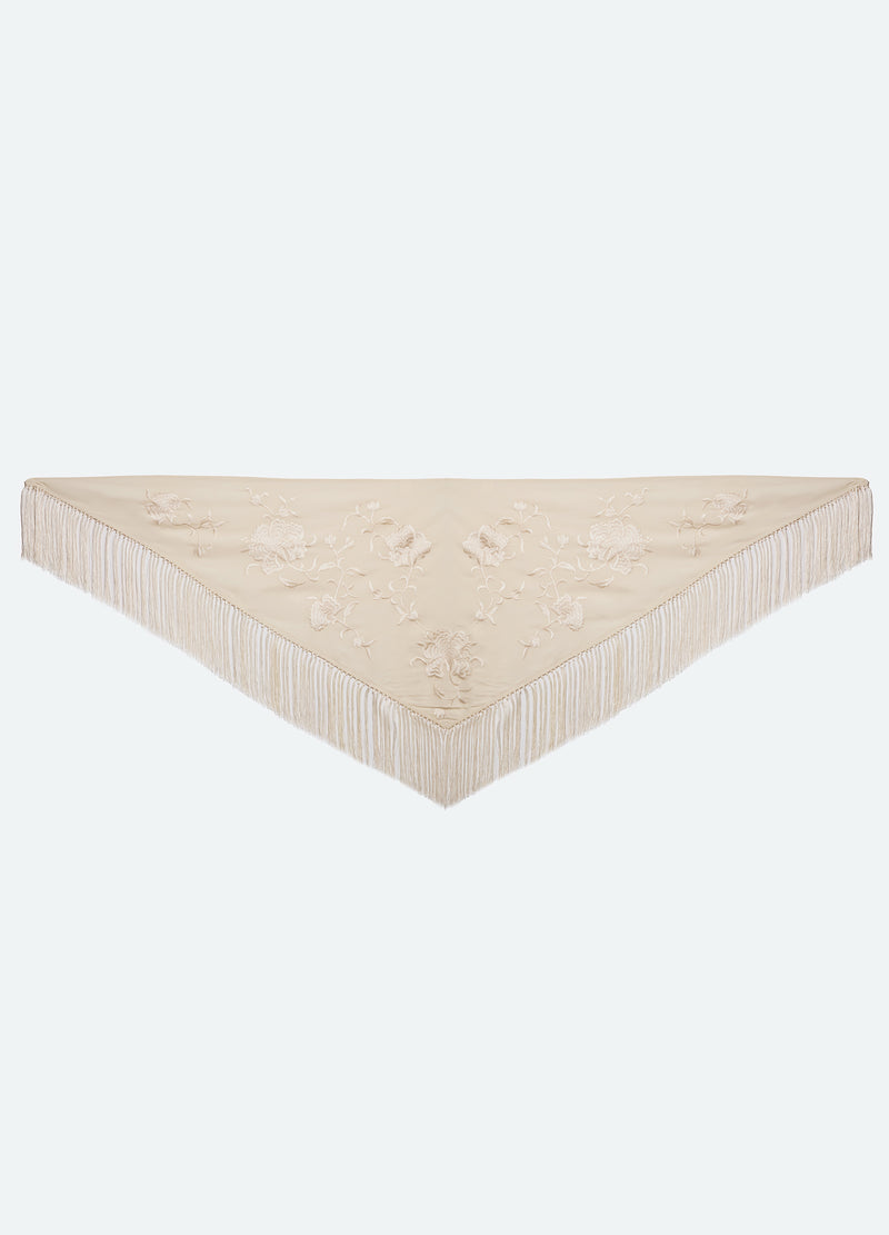 cream-fleur scarf-flat view - 8