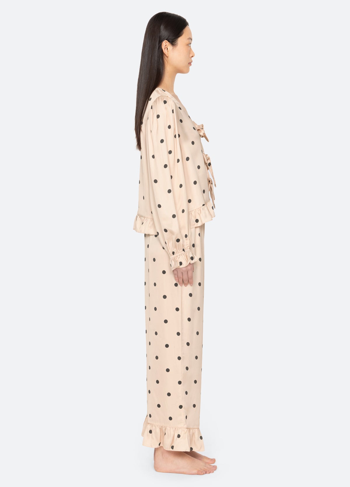 cream-paulette pj set-side view - 4