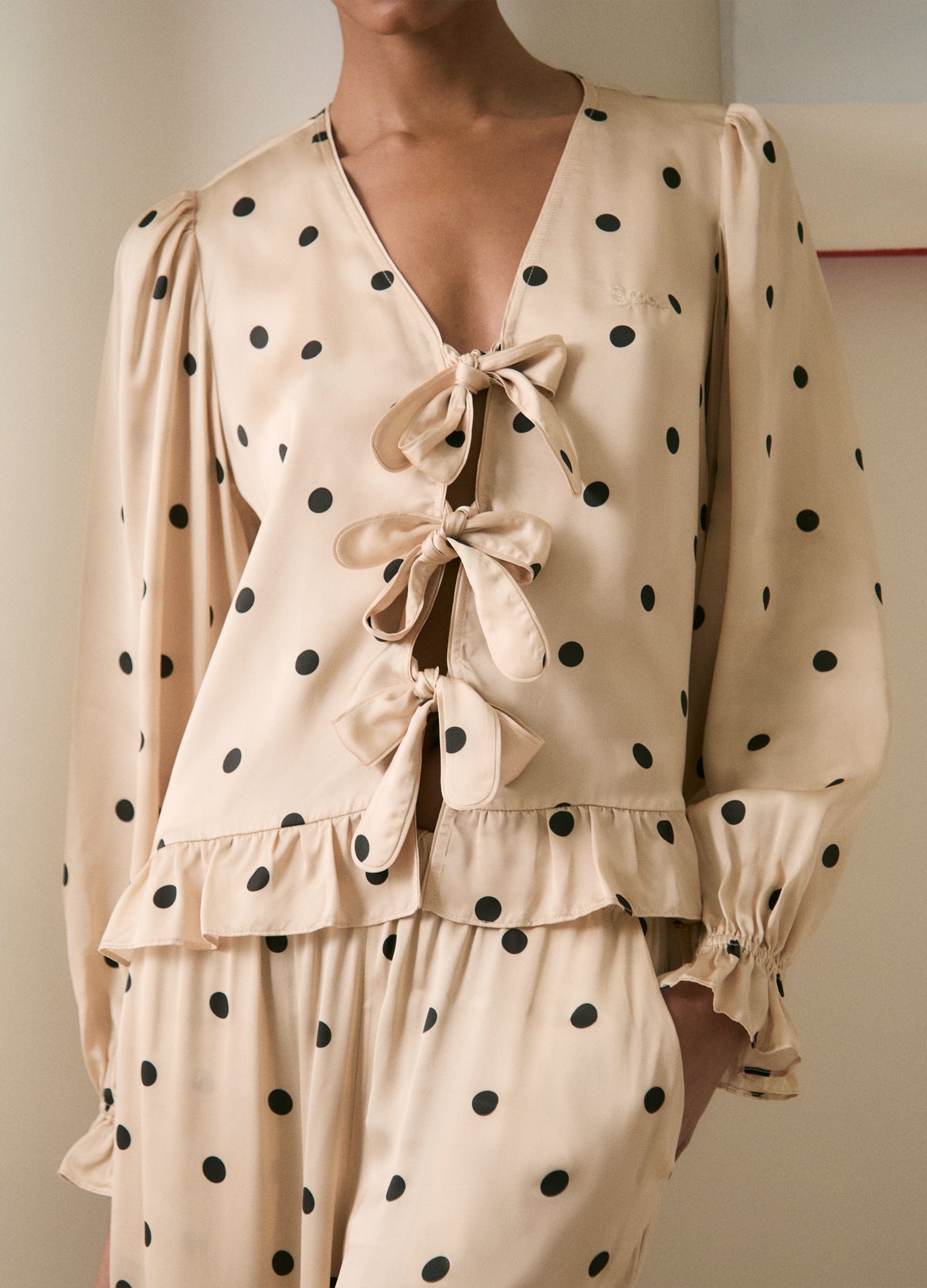 cream-paulette pj set-editorial view