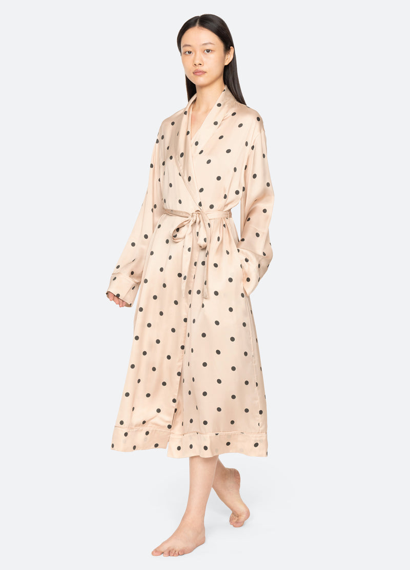 cream-paulette robe-walking view - 6