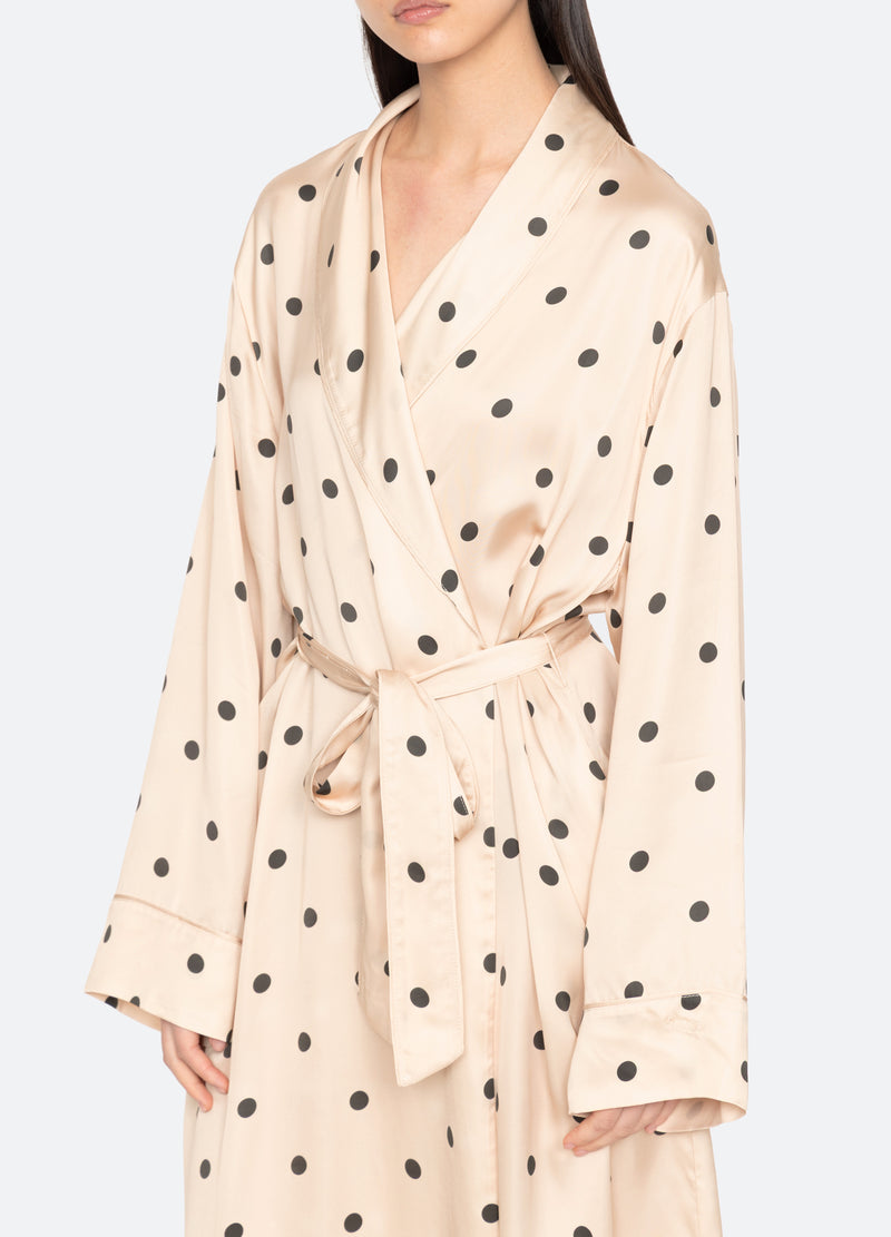 cream-paulette robe-detail view - 8