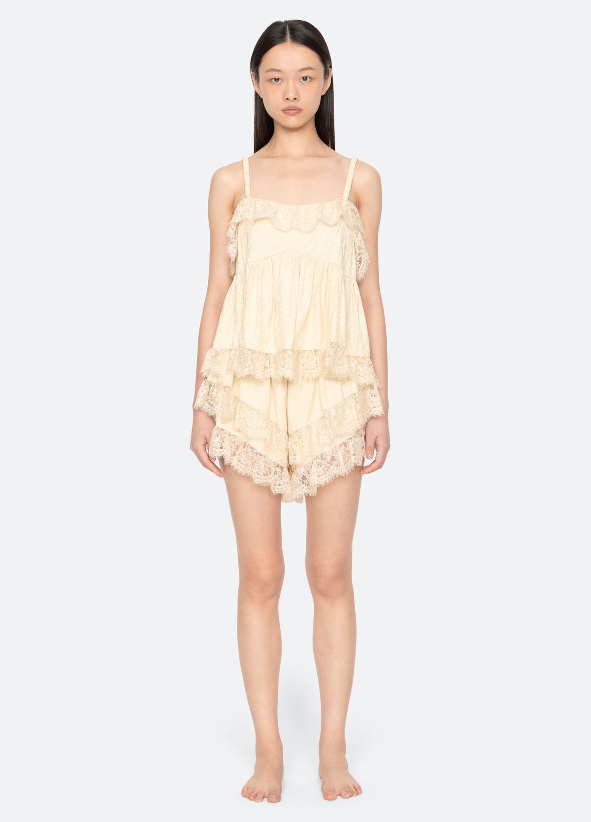 yellow-lila short pj set-front view 2 - 3