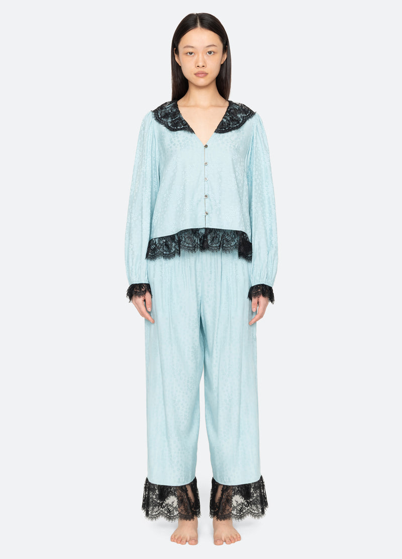 blue-lila pj set-front view - 2