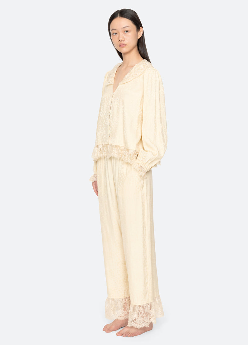 yellow-lila pj set-three quarter view - 14