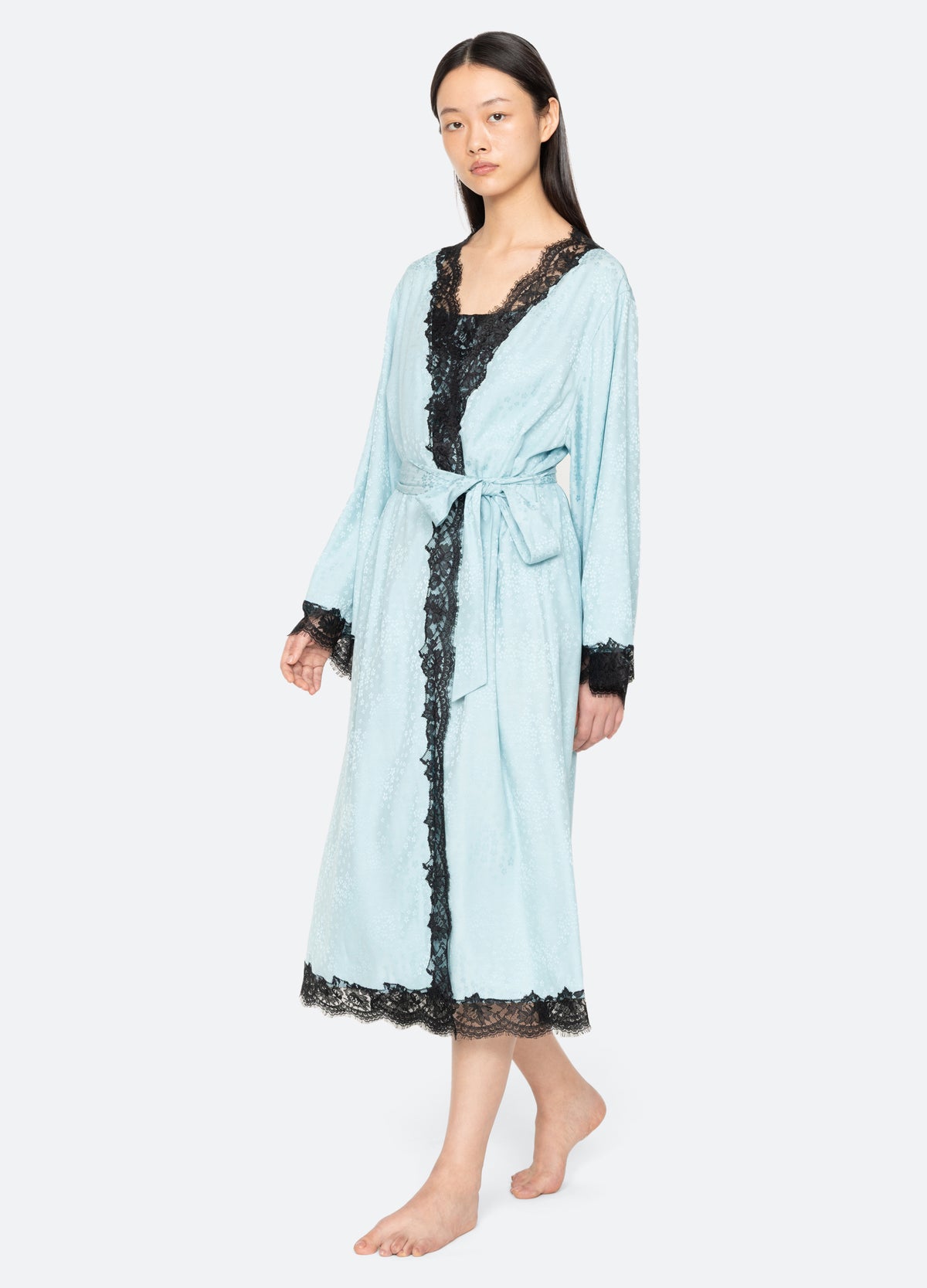 blue-lila robe-walking view - 3