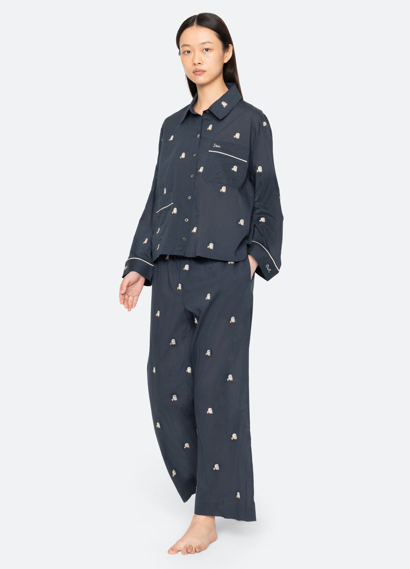 navy-noella PJ set-walking view - 2