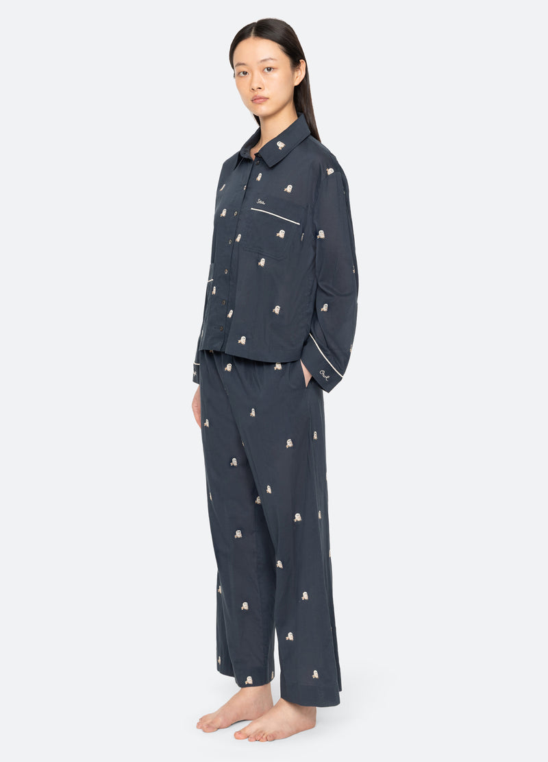 navy-noella PJ set-three quarter view - 6