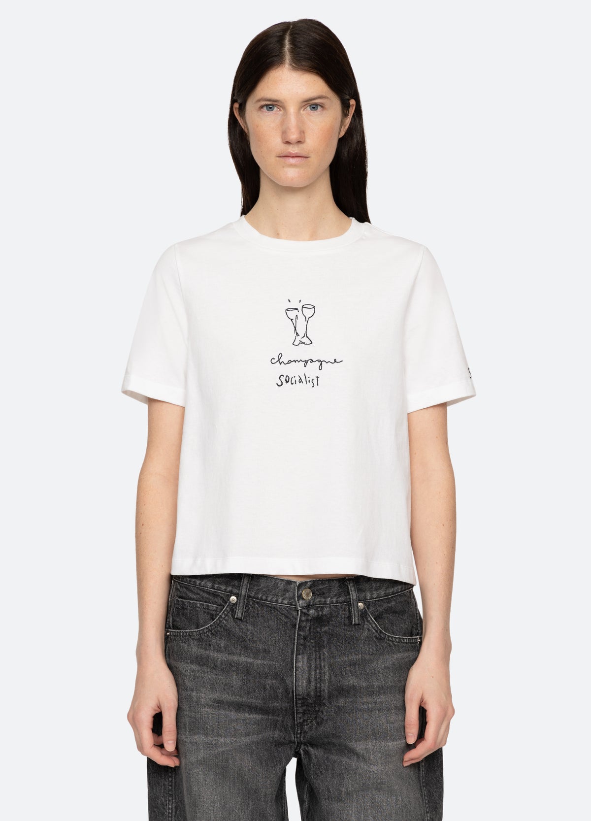 white-champagne t-shirt-front view - 5