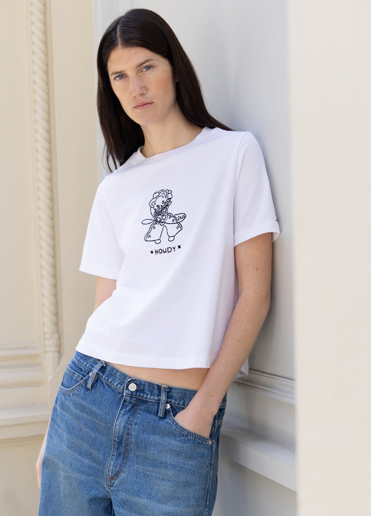 white-howdy t-shirt-editorial view - 2