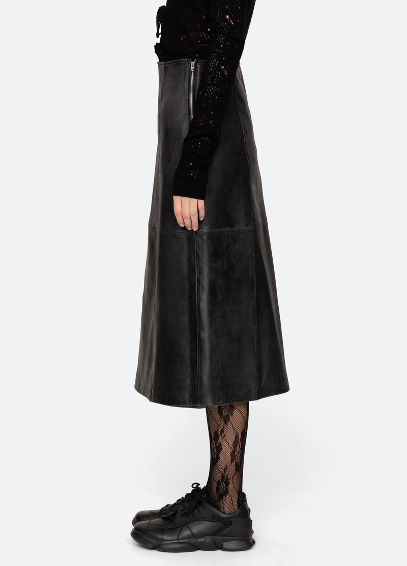 Buy Sosandar Black Leather A Line Skirt With Pockets from Next Canada